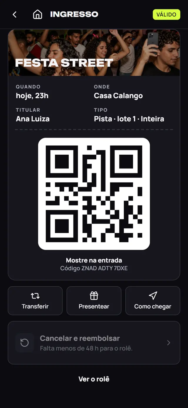 Ingresso com QR